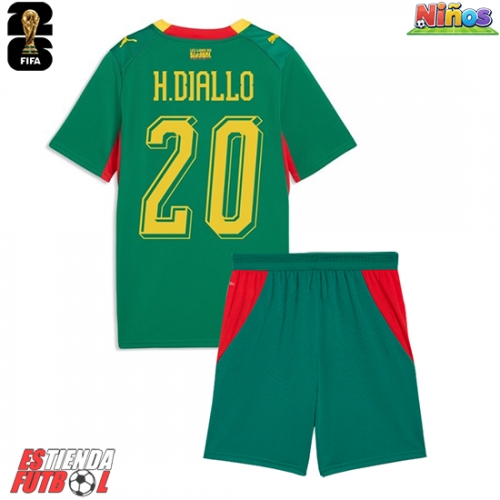 Senegal Habib Diallo #20 Segunda Equipación Niños Mundial 2026 Manga Corta (+ Pantalones cortos)